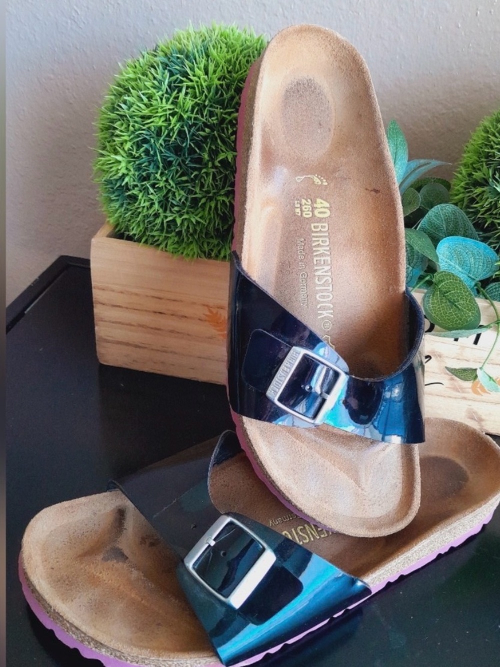Birkenstock Black Sandals with Fuchsia Soles  40